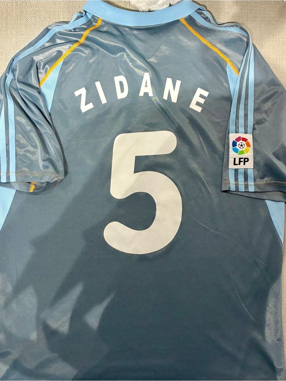 adidas Light Blue Zidane #5 Soccer Jersey with La Liga Patch